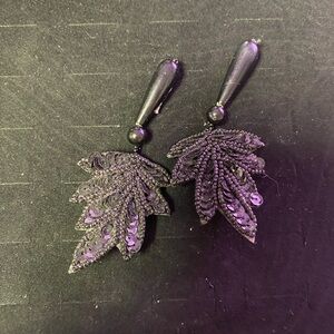 Elegant Black Leaf Drop Earrings